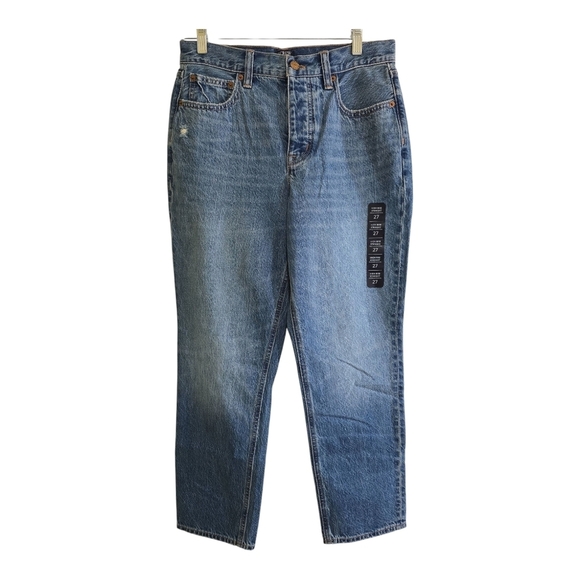 NWT J. Crew Premium Edition High Rise Straight Jeans Rigid Denim 27 Button Fly - Picture 3 of 10